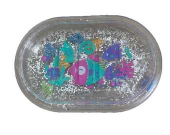 Vintage Y2K Floating Fish Soap Dish Liquid Motion Glitter Acrylic Sea Ocean Core