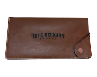 True Religion Sonnenbrillen Fall Soft Shell Beutel Braun Leder Travel Carrier