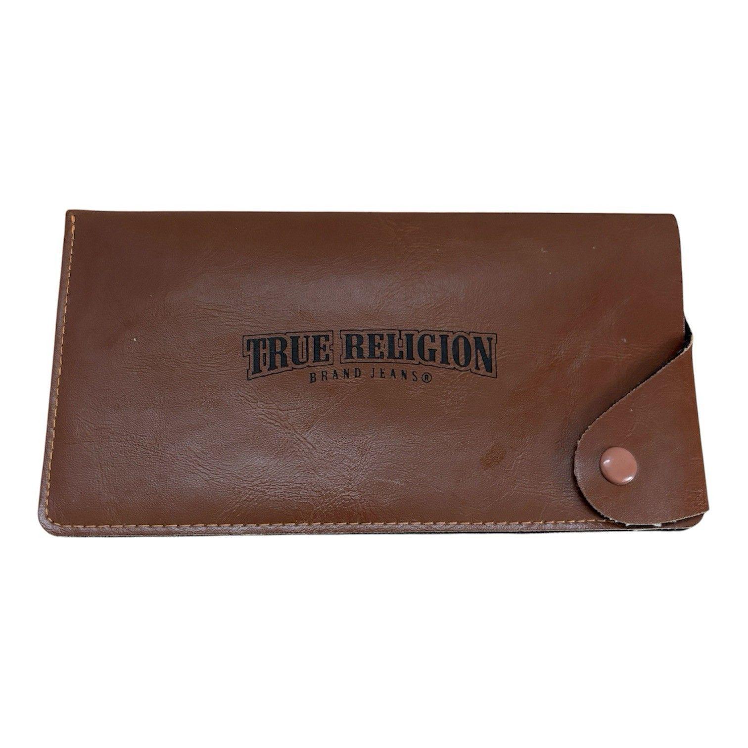 True Religion Sunglasses Case Soft Shell Pouch Brown Leather