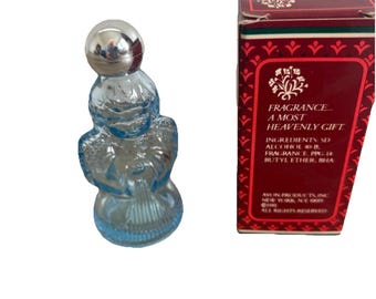 VTG Avon Heavenly Angel Candid Ultra Blue Glass Decanter Empty Box 81 Cologne
