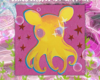 Lámina artística de pulpo Dumbo de 4x4 pulgadas