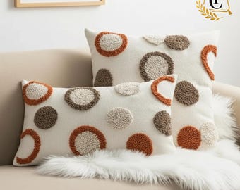 Funda de cojín estilo bohemio con capitoné / Cojín decorativo texturizado en tonos neutros / Accesorio moderno para sofá (18x18, 12x20)