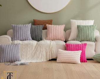 Funda de almohada de pana suave acanalada – Funda de cojín decorativa para sofá estilo bohemio