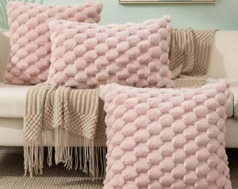 Funda de cojín de felpa con textura de burbujas, funda de almohada moderna con capitoné, decoración para sofá.