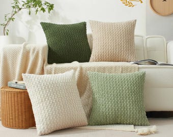 Funda de cojín boho de pana texturizada / Funda de almohada decorativa de estilo rústico neutro