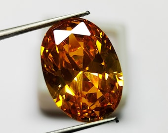 天然インペリアルイエロージルコン 8 x 6 mm 2個 オーバルルース