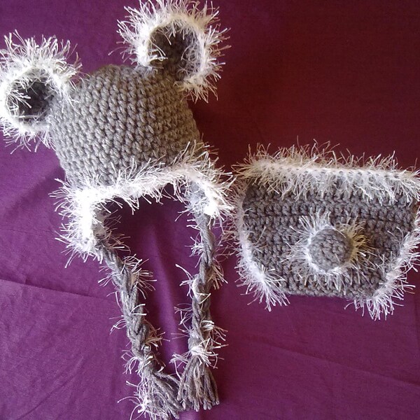 FREE SHIPPING coupon code FEBSALE Koala Bear Hat and Diaper Cover for 0 - 3 months Ready to Ship