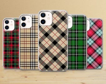 Beige Gingham Plaid Phone Case, Brown Checkered Tartan Cover for iPhone 17e 16 Pro 15 14, Samsung Galaxy S26 A57 A37, Pixel 10a