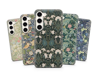 Art Nouveau William Morris Phone Case for Samsung S26 S24 Fe S25 Edge A56 A57 A36 A37 A17 A26, iPhone 14 Pro Max 13 15 Plus 17 Air 16, Pixel