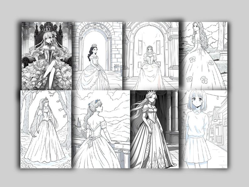 Anime Princess Coloring Book for Kids & Adults 100 Fantasy Pages