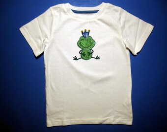 Baby one piece or  toddler tshirt - Embroidery and Appliqued Boys Frog Prince