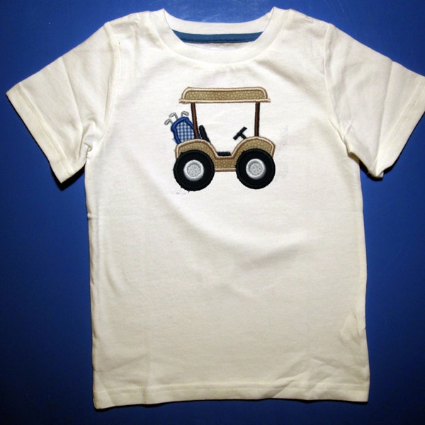 Baby one piece or toddlers tshirt. - Embroidery and appliqued Golf Cart