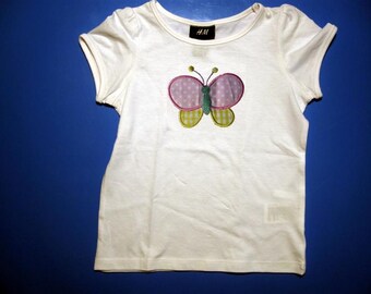 Baby one piece or  toddler tshirt - Embroidery and Appliqued Girls Butterfly