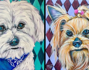 Commissioned Large Canvas Custom Pet Portrait 18x18 20x20 16x20 18x24 Dog art painting Pet art