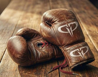 Vintage Boxing Gloves | Leather Brown Antique Gym Decorative Display