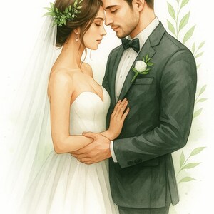 12 Clipart di sposi, coppie di sposi, inviti di nozze, scene di nozze romantiche, download digitale stampabile per inviti e biglietti