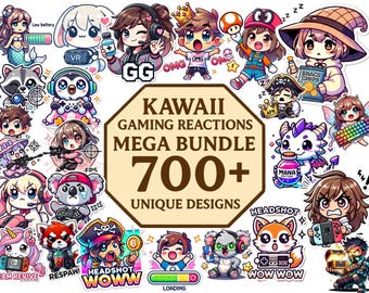 Kawaii Gamer Emotes | 700+ Twitch Stickers (Digital Download