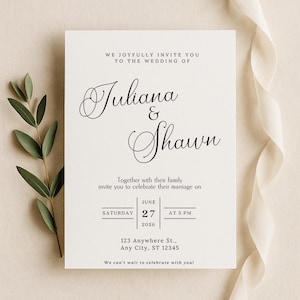 Elegant Wedding Invitation Template – Editable Minimalist PDF for Instant Download