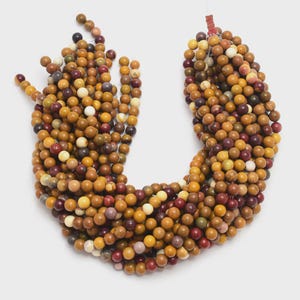 AAA Mookaite Jasper Round Beads: Natural Multicolor Gemstone, 15&quot; Strand