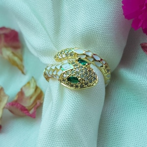 Gold Snake Ring Adjustable Serpent Jewelry