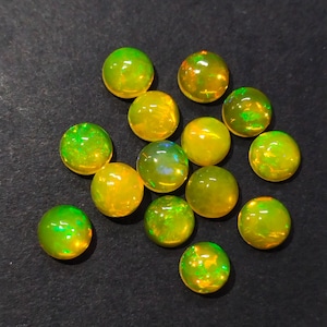 100% Natural Yellow Ethiopian Opal AAA Round Flat Back Cabochons, Loose Calibrated Gemstone Size 3MM, 4MM, 5MM, 6MM, 7MM ,8MM