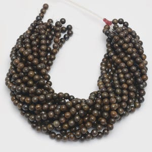 Bronzite Gemstone Beads: Smooth Round Brown Golden Jewelry Making - 15&quot; Strand