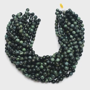 Natural Kambaba Jasper Gemstone Beads Strand 15&quot; – 6mm 8mm – Green Black Round Beads for Jewelry Making