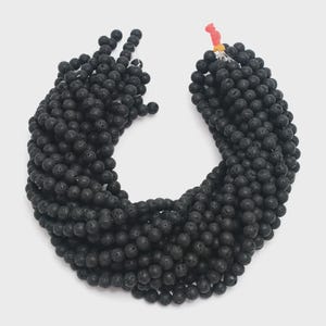 Black Lava Stone Beads: 4-10MM Smooth Round, 15&quot; Strand