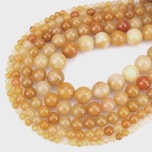 AAA Natural Yellow Jade Round Beads – 6mm 8mm 10mm  – Smooth Polished Gemstone Beads for Jewelry Making