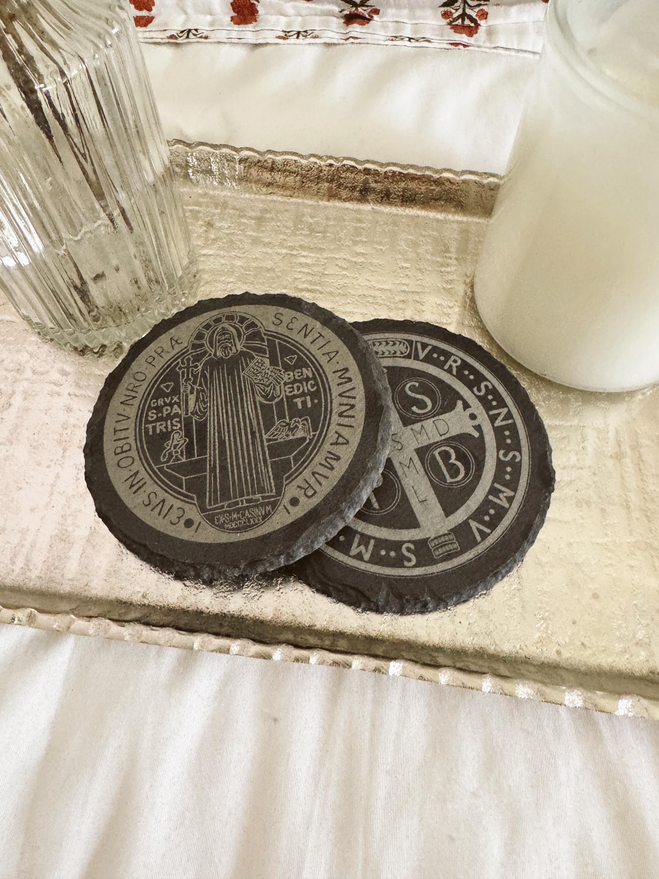 Saint Benedict Medal Coasters | Catholic Home Decor | Monastic Gift ...