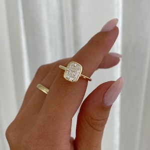 Elongated Cushion Cut Moissanite Engagement Ring | Bezel Set Solitaire Wedding Ring | Delicate Bridal Ring | Anniversary Gifts/Ring.