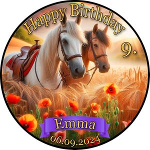 Cake topper cake decoration photo cake cake picture birthday party horse poppy rainbow PF02 (sugar paper)