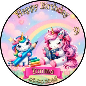 Cake topper cake decoration photo cake cake picture birthday school enrollment unicorn horse rainbow FT22 (sugar paper)