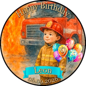 Cake topper cake decoration photo cake cake picture birthday fire brigade boy F02 (sugar paper)