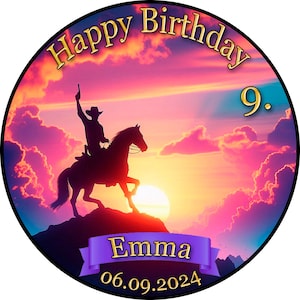 Cake topper cake decoration photo cake cake picture birthday party horse cowboy PF03 (sugar paper)