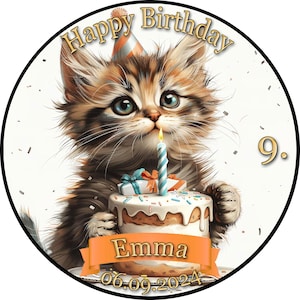 Cake topper cake decoration photo cake cake picture birthday cat cats KA01 (sugar paper)