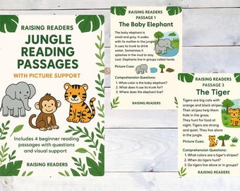 Jungle Animal Reading Passages with Comprehension Questions – Fluency Practice for 1st & 2nd Grade – Level 3