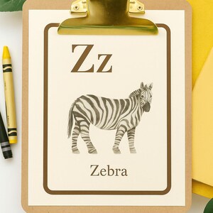 Tarjetas de memoria del alfabeto de animales de la A a la Z – Imprimibles con temática de la selva para niños / Tarjetas con letras mayúsculas y minúsculas / Paquete de emparejamiento / PDF