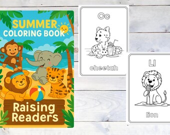 ABC Jungle Animal Coloring Pages | Summer Alphabet Tracing Pack | Level 1 Early Literacy | Printable Preschool Phonics Worksheets