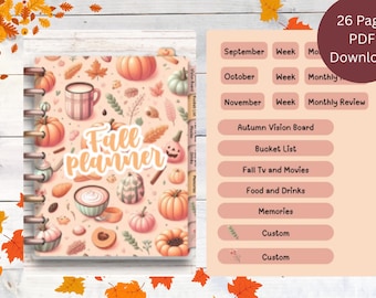 Fall Digital Planner PDF – 26 Cozy Autumn Pages | Printable Non-Editable Planner for Teachers, Home & Binder Use