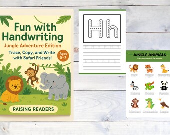 Handwriting Workbook, Alphabet Tracing Workbook for Kids – Jungle Theme Handwriting Practice for PreK & Kindergarten – Level 1