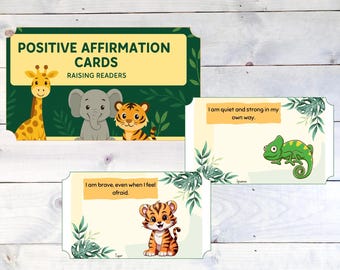 Kids Positive Affirmation Flashcards, Positive Affirmation Cards, Educational Flashcards, Jungle Theme, Child Development, SEL Level 1