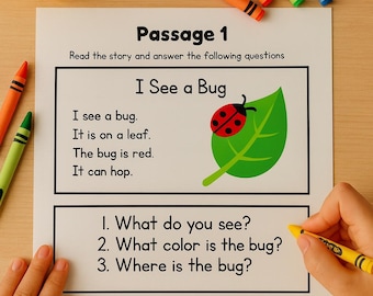 Kindergarten Reading Passages – Jungle Theme • Early Reader PDF Printable • Picture Support for Decodable Fluency & Comprehension