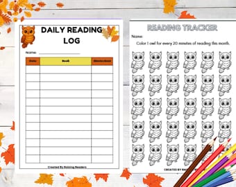 Fall Reading Log for Kids | Printable Autumn Reading Tracker | Home & Classroom Book Challenge | PreK–3rd | PDF Download