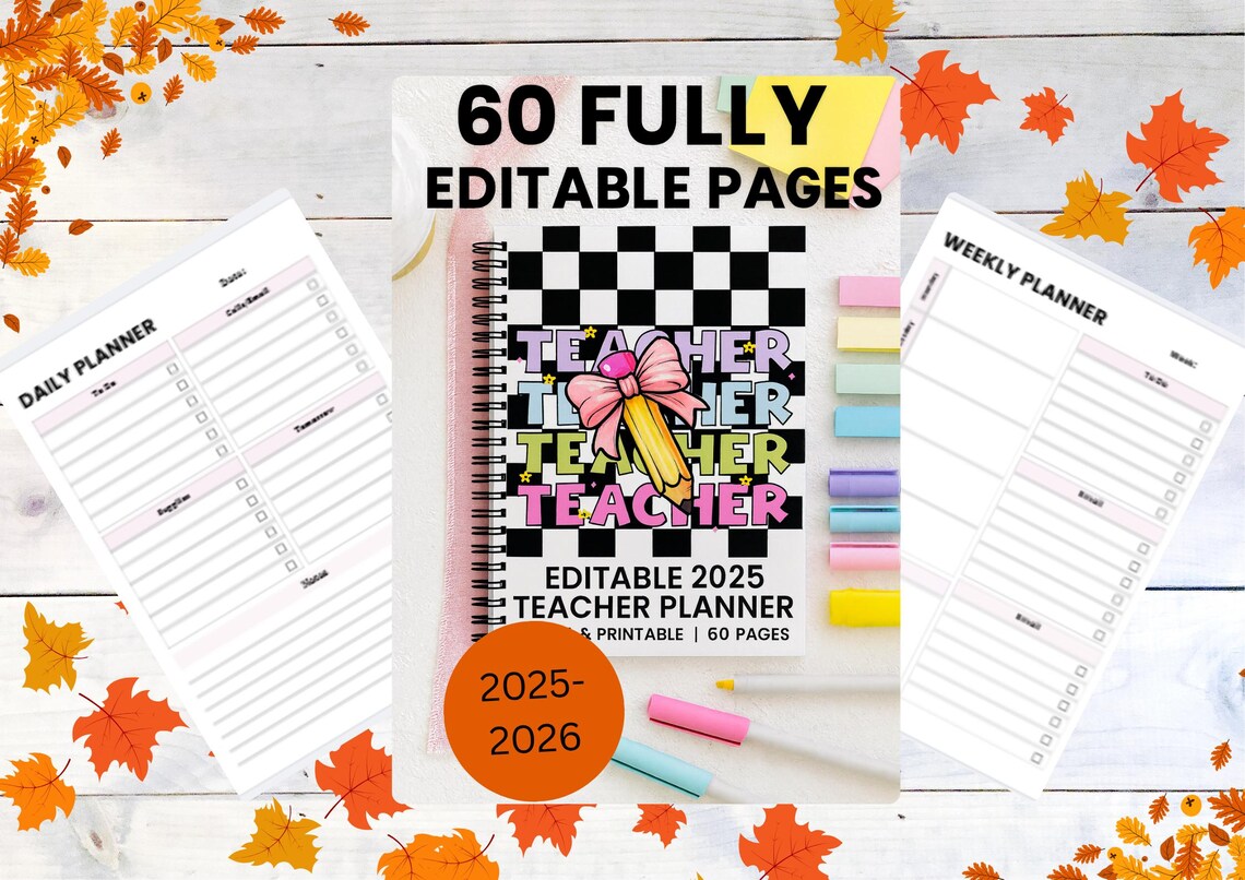 2025-2026 Teacher Planner, Canva Template, Digital Lesson Plan Book ...