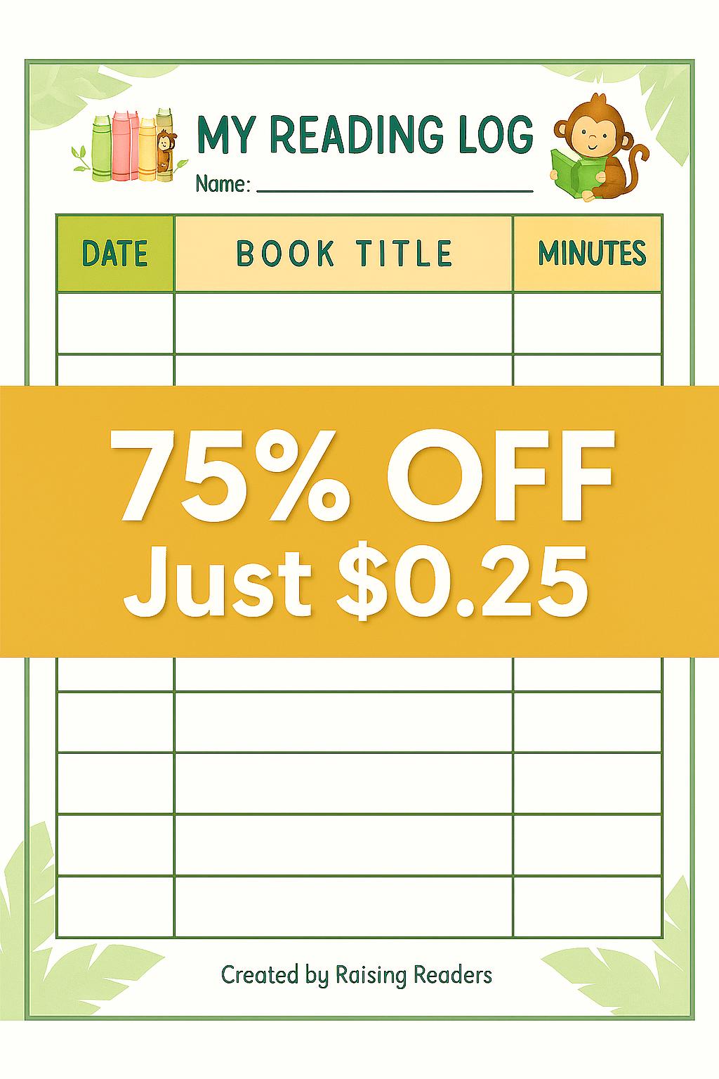 Kids Reading Log Printable | Jungle-themed Book Tracker | Daily Reading ...