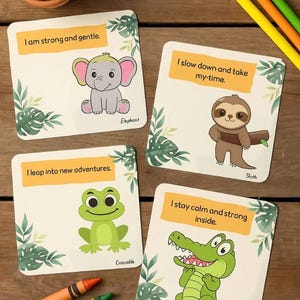Cartes d'affirmation de la jungle - Cartes mémoire SEL imprimables - Alphabétisation précoce
