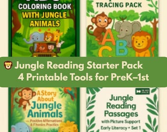 Reading Bundle | Jungle Reading Starter Bundle | Alphabet, Phonics & Fluency Printables | Early Literacy Pack for PreK–1st | PDF Download