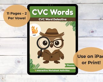 CVC Word Detective Printable – Short Vowel Phonics Activity for Kindergarten & 1st Grade – Decoding Game – Level 2 Reading Practice