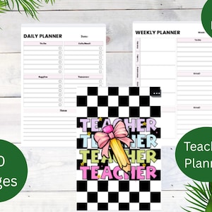 2025-2026 Teacher Planner, Canva Template, Digital Lesson Plan Book, Printable Teacher Planner PDF, 60 pages, editable